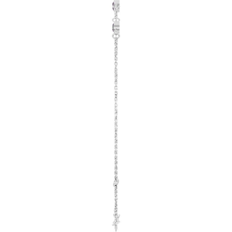 14K White Gold Lab-Grown Alexandrite Bezel-Set 3-Stone 6 1/2-7 1/2" Bracelet