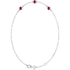 14K White Gold Lab-Grown Ruby Bezel-Set 3-Stone 6 1/2-7 1/2" Bracelet