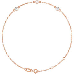14K Rose Gold 1/4 CTW Natural Diamond Bezel-Set 3-Stone 6 1/2-7 1/2" Bracelet