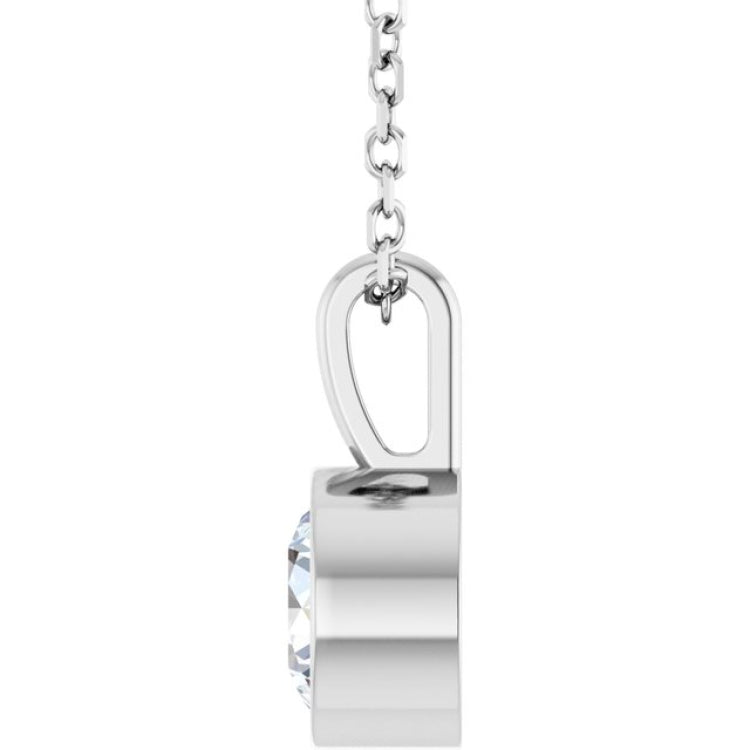 Platinum 5/8 CT Lab-Grown Diamond Bezel-Set Solitaire 16-18" Necklace