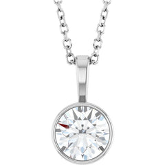 Platinum 5/8 CT Lab-Grown Diamond Bezel-Set Solitaire 16-18" Necklace