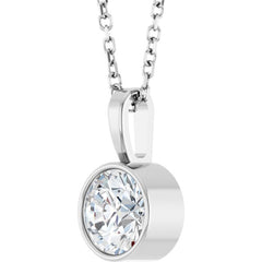 Platinum 5/8 CT Lab-Grown Diamond Bezel-Set Solitaire 16-18" Necklace