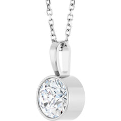 Sterling Silver 9/10 CT Lab-Grown Diamond Bezel-Set Solitaire 16-18" Necklace