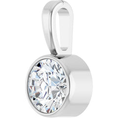 14K White Gold 1/3 CT Natural Diamond Bezel-Set Solitaire Pendant