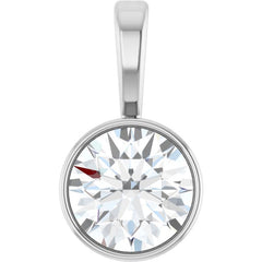 Platinum 1/2 CT Natural Diamond Bezel-Set Solitaire Pendant
