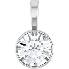 Sterling Silver 9/10 CT Natural Diamond Bezel-Set Solitaire Pendant