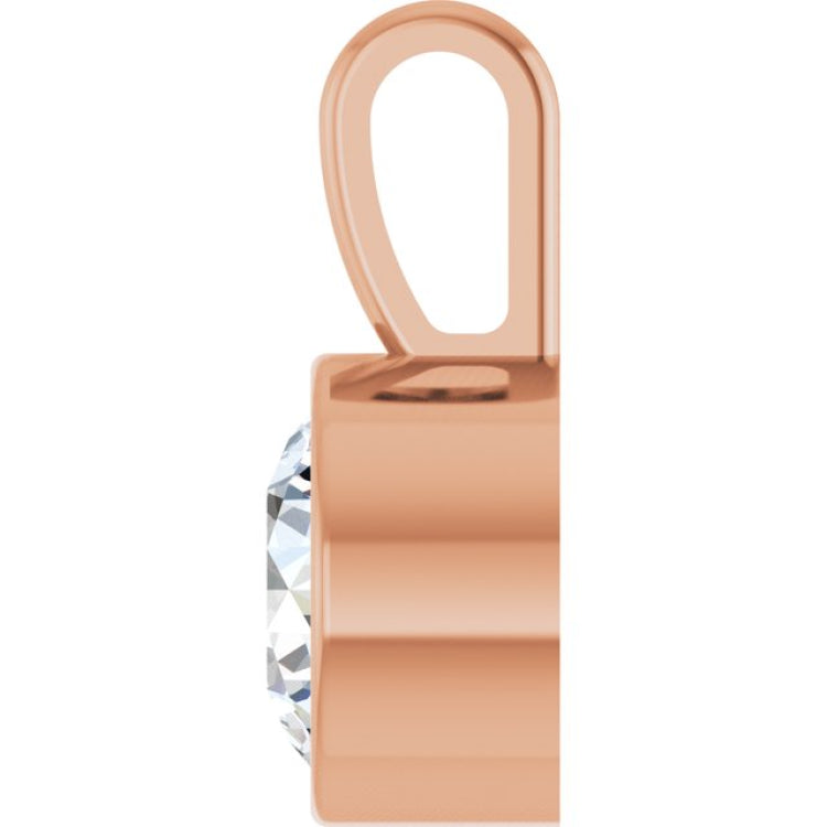 14K Rose Gold 5/8 CT Lab-Grown Diamond Bezel-Set Solitaire Pendant
