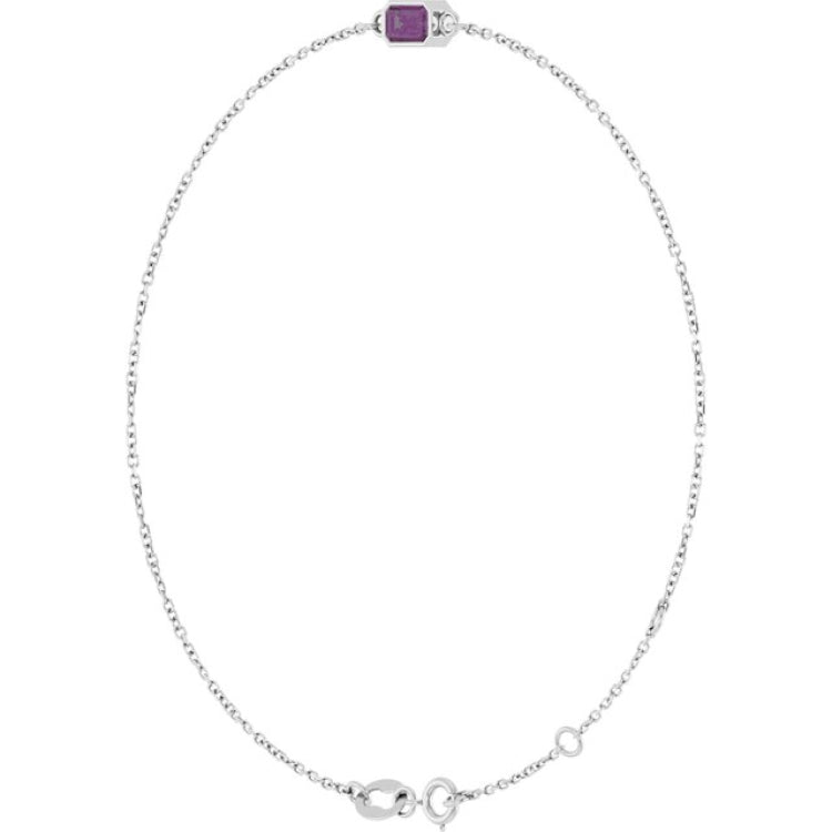14K White Gold Lab-Grown Alexandrite 6 1/2-7 1/2" Bracelet