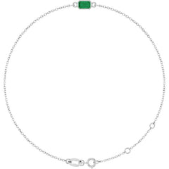 14K White Gold Natural Emerald 6 1/2-7 1/2" Bracelet
