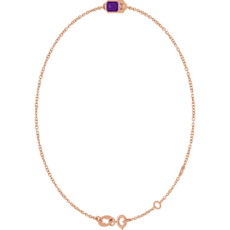 14K Rose Gold Natural Amethyst 6 1/2-7 1/2" Bracelet
