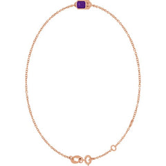 14K Rose Gold Natural Amethyst 6 1/2-7 1/2" Bracelet