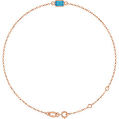 14K Rose Gold Natural Blue Zircon 6 1/2-7 1/2" Bracelet