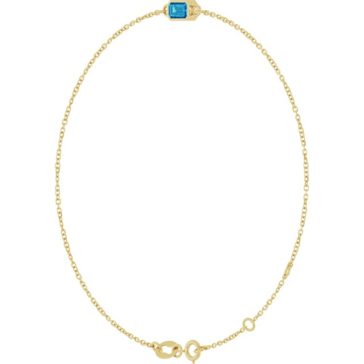 14K Yellow Gold Natural Blue Zircon 6 1/2-7 1/2" Bracelet