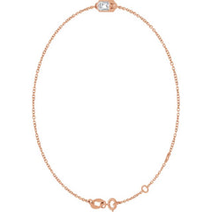 14K Rose Gold Natural White Sapphire 6 1/2-7 1/2" Bracelet