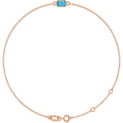 14K Rose Gold Natural Aquamarine 6 1/2-7 1/2" Bracelet