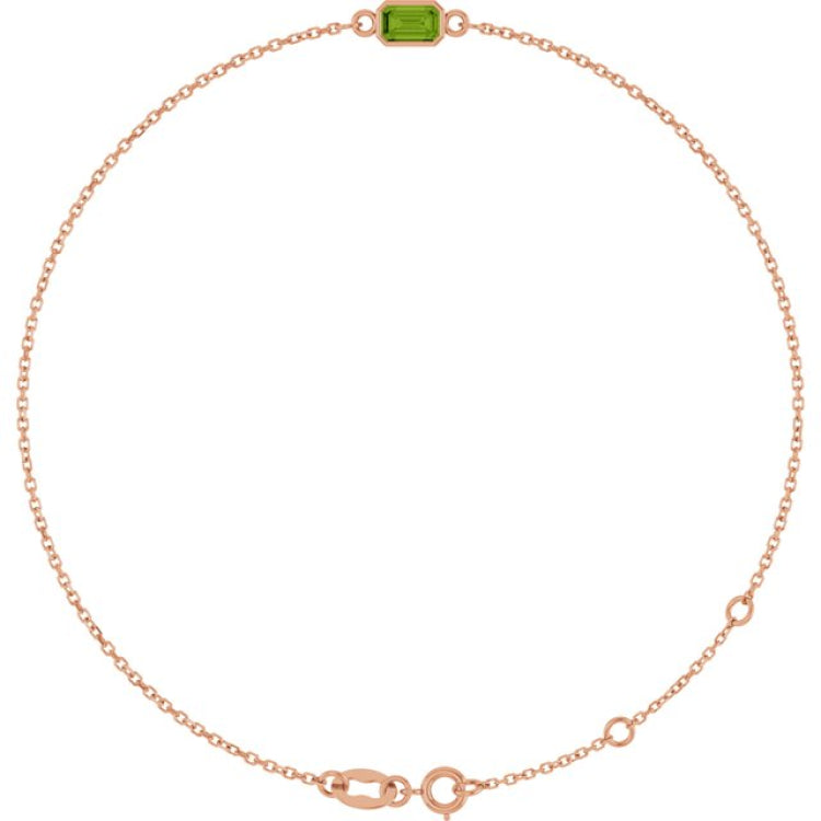 14K Rose Gold Natural Peridot 6 1/2-7 1/2" Bracelet