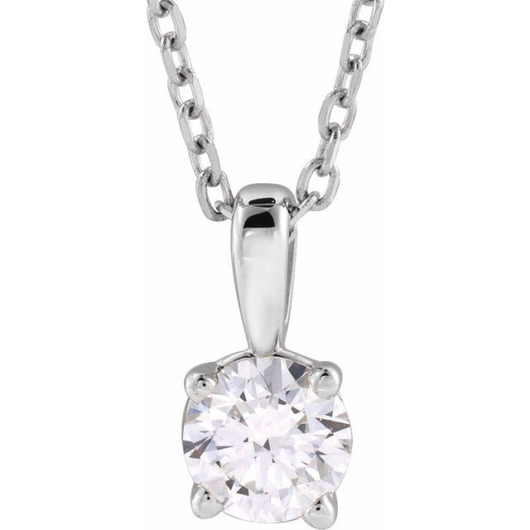 14K White Gold 3/4 CT Natural Diamond 18" Necklace