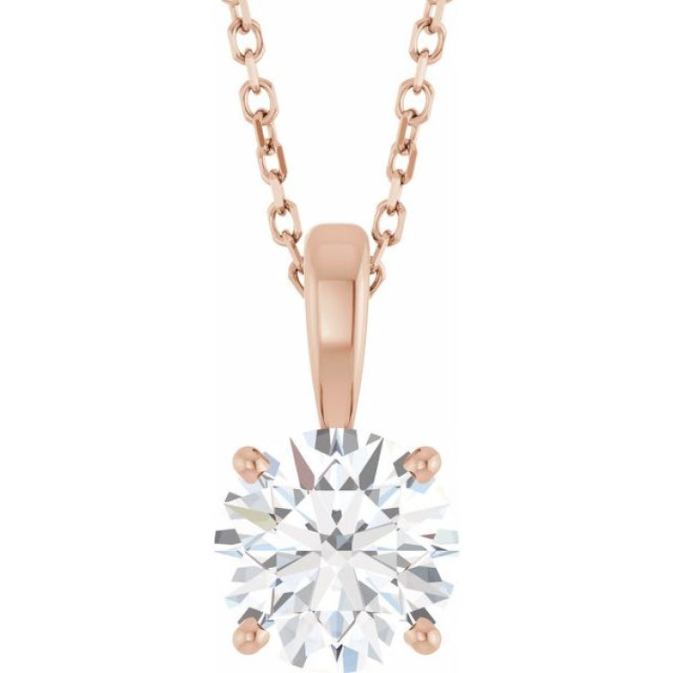 14K Rose Gold 1 1/4 CT Lab-Grown Diamond 18" Necklace