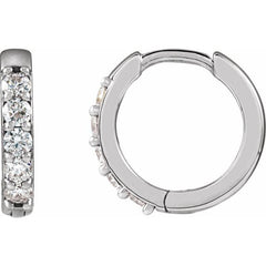 Platinum 1/4 CTW Lab-Grown Diamond Hinged 12.5 mm Hoop Earrings