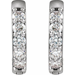 Platinum 1/4 CTW Lab-Grown Diamond Hinged 12.5 mm Hoop Earrings