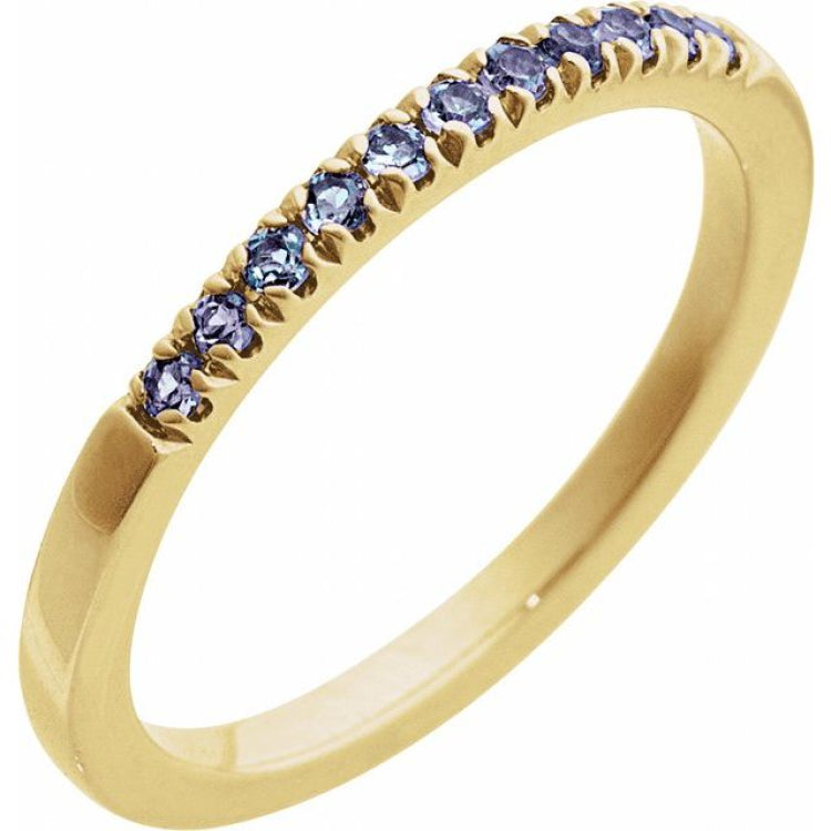 10K Yellow Gold Natural Alexandrite Stackable Ring