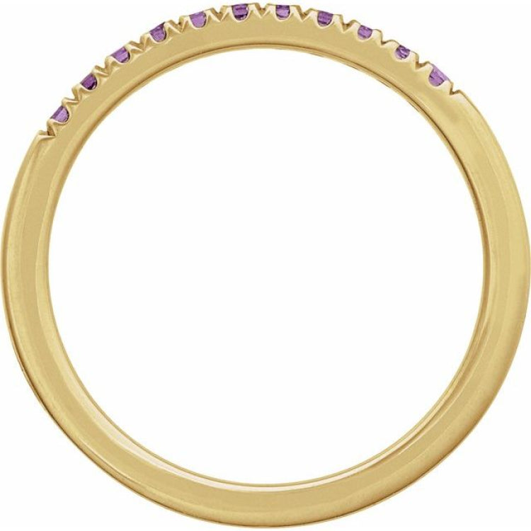 10K Yellow Gold Natural Amethyst Stackable Ring