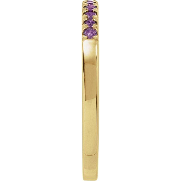 10K Yellow Gold Natural Amethyst Stackable Ring