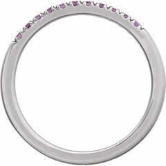 10K White Gold Natural Amethyst Stackable Ring