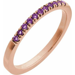 10K Rose Gold Natural Amethyst Stackable Ring