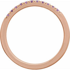 10K Rose Gold Natural Amethyst Stackable Ring