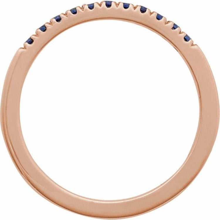10K Rose Gold Natural Blue Sapphire Stackable Ring
