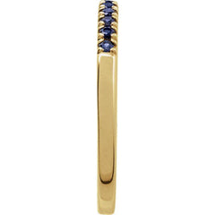 10K Yellow Gold Lab-Grown Blue Sapphire Stackable Ring