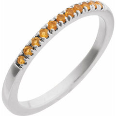 10K White Gold Natural Citrine Stackable Ring