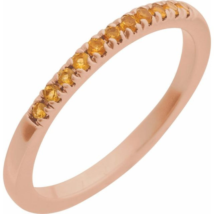 10K Rose Gold Natural Citrine Stackable Ring
