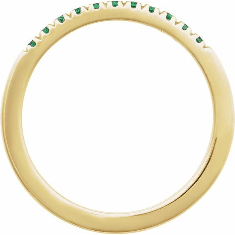 10K Yellow Gold Lab-Grown Emerald Stackable Ring