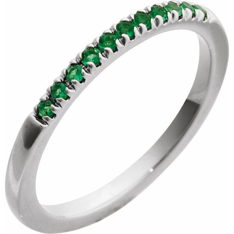 10K White Gold Lab-Grown Emerald Stackable Ring