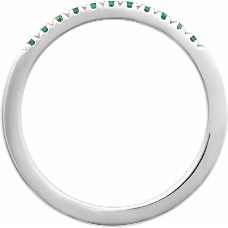 10K White Gold Lab-Grown Emerald Stackable Ring