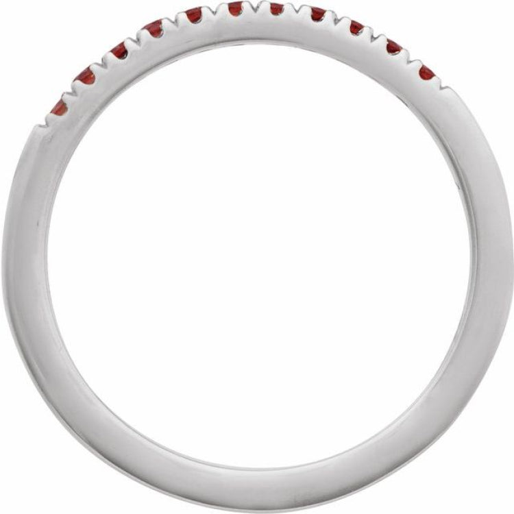 10K White Gold Natural Mozambique Garnet Stackable Ring