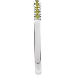 10K White Gold Natural Peridot Stackable Ring