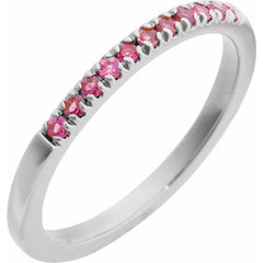 10K White Gold Natural Pink Tourmaline Stackable Ring