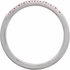 10K White Gold Natural Pink Tourmaline Stackable Ring