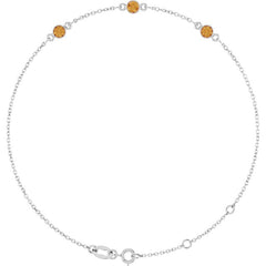Sterling Silver Natural Citrine Bezel-Set 3-Stone 6 1/2-7 1/2" Bracelet