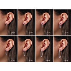 Sterling Silver Imitation White Cubic Zirconia Inside-Outside 14.5 mm Hinged Hoop Earrings