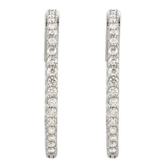 Sterling Silver Imitation White Cubic Zirconia Inside-Outside 26.5 mm Hinged Hoop Earrings
