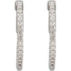 Platinum 3/4 CTW Natural Diamond Inside-Outside 23 mm Hinged Hoop Earrings