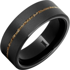 Black Diamond Ceramic™ ring with Brown Dinosaur Fossil Inlay