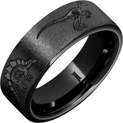 Black Diamond Ceramic™ Dinosaur Fossil Skeleton Engraved Ring