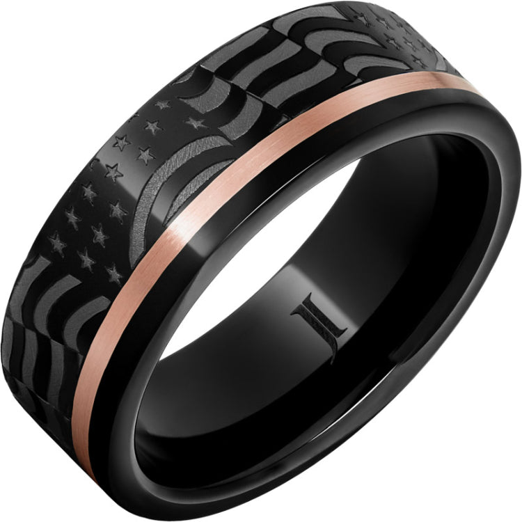 Old Glory - Black Diamond Ceramic™ American Flag Ring with 14K Gold Inlay