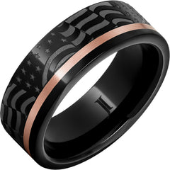 Old Glory - Black Diamond Ceramic™ American Flag Ring with 14K Gold Inlay