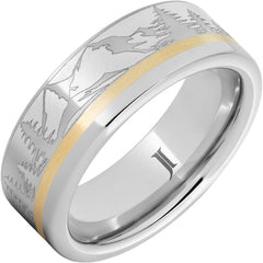 Serinium® Ring With 14K Gold Inlay and Mountain Pine Forest Engraving